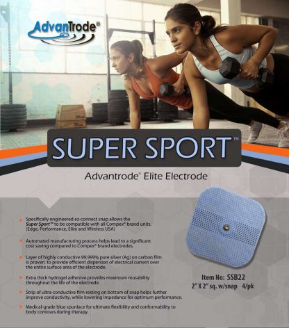 compex compatible 2 x 2 electrode with snap flyer